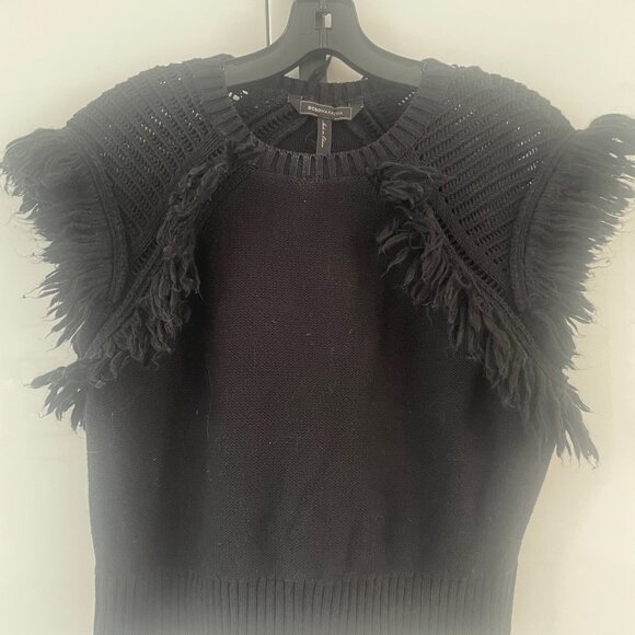 BCBG Short Sleeve Fluffy Sweater Shirt - Picture 1 of 8